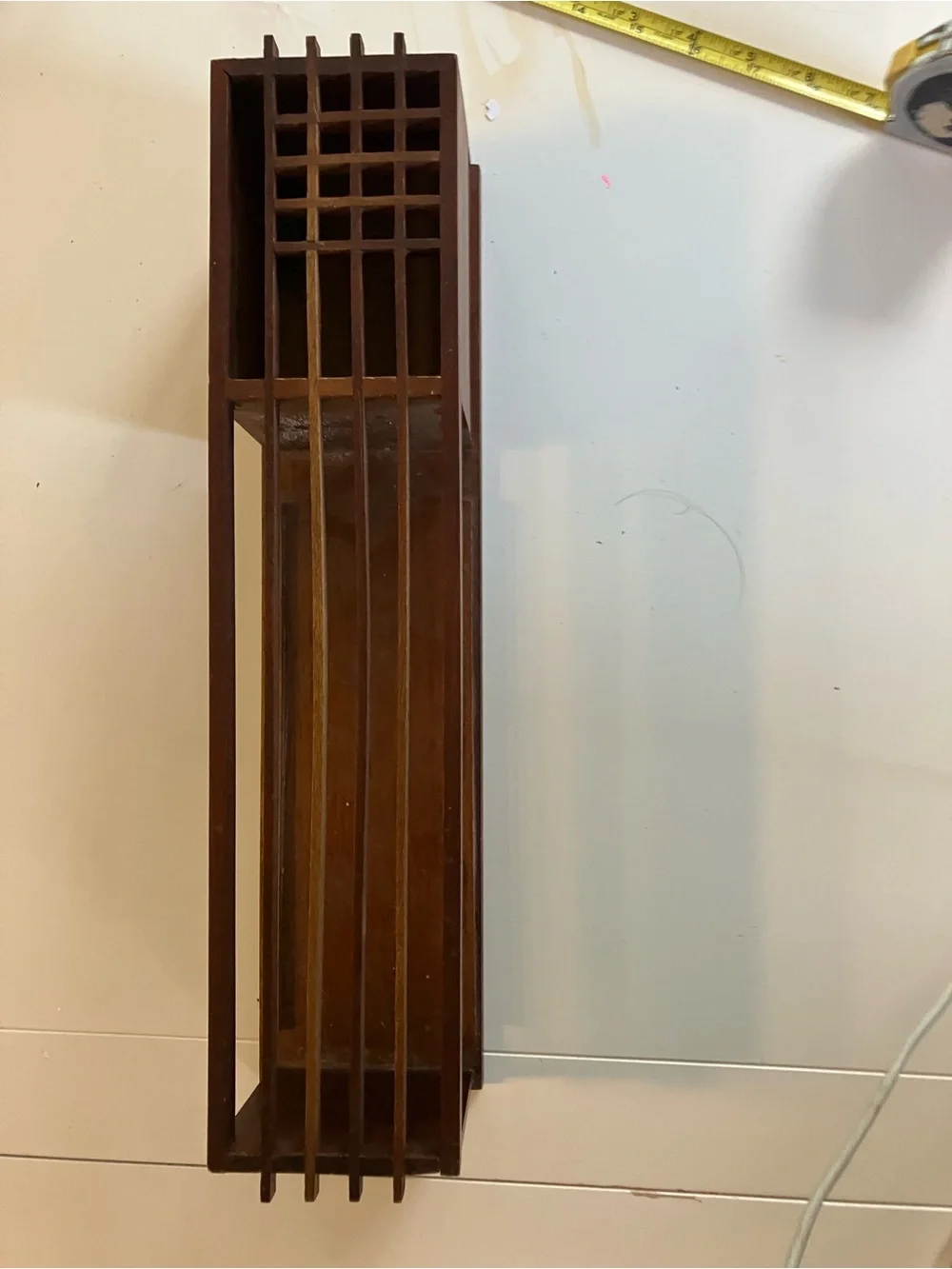 Wood Slat desk Organizer in Brown vintage made in USA.